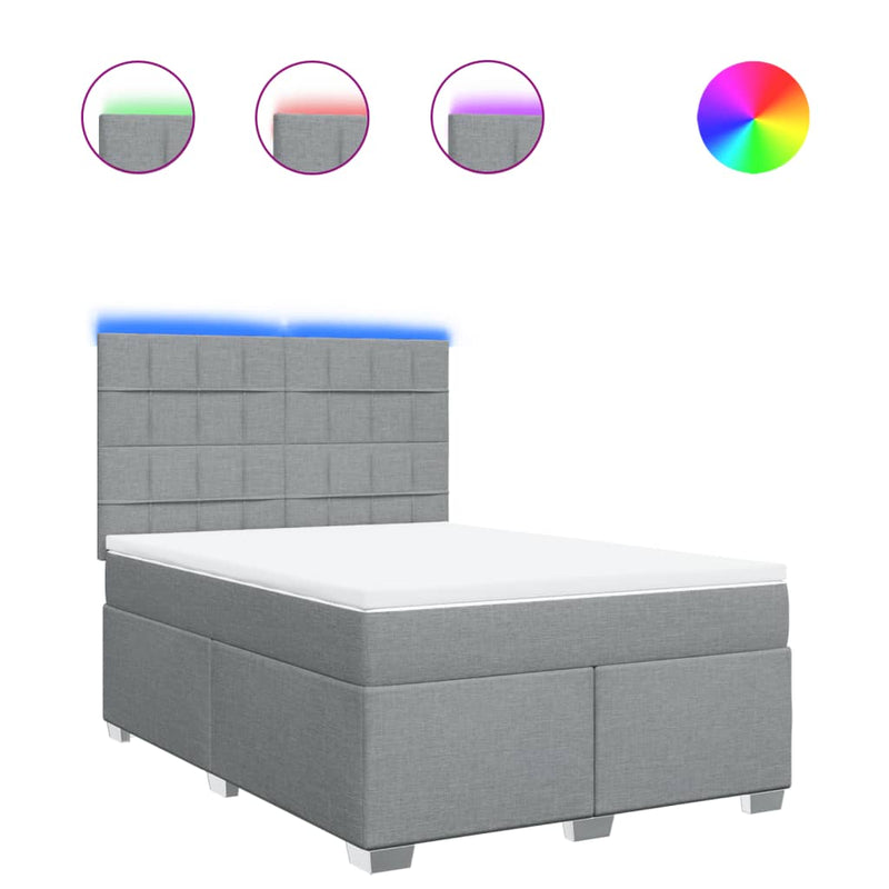 vidaXL világosszürke szövet rugós ágy matraccal 140 x 190 cm