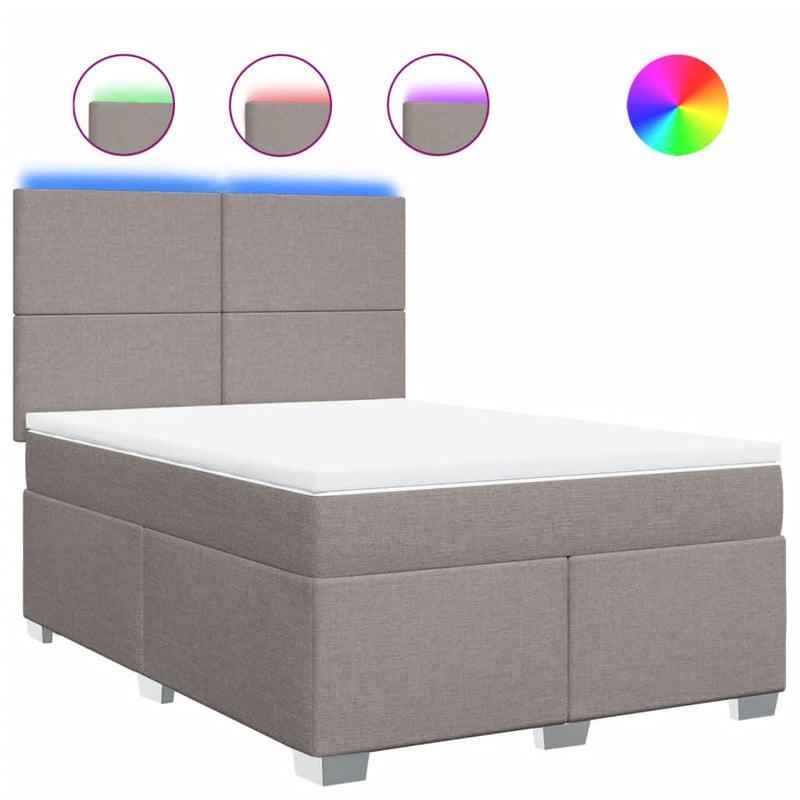 vidaXL tópszínű szövet rugós ágy matraccal 140 x 200 cm