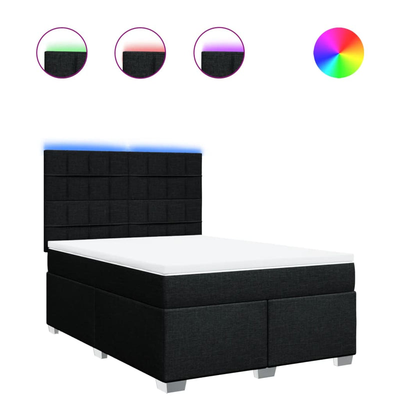 vidaXL fekete szövet rugós ágy matraccal 140 x 200 cm