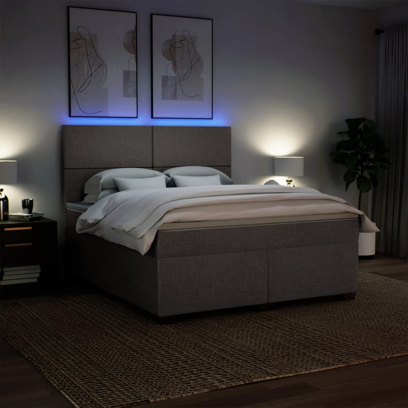 vidaXL tópszínű szövet rugós ágy matraccal 180 x 200 cm