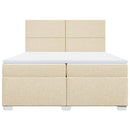 vidaXL krémszínű szövet rugós ágy matraccal 200 x 200 cm