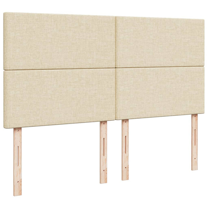 vidaXL krémszínű szövet rugós ágy matraccal 200 x 200 cm