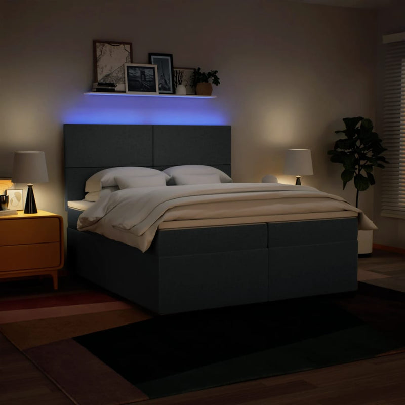 vidaXL kék szövet rugós ágy matraccal 200 x 200 cm