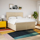 vidaXL krémszínű szövet rugós ágy matraccal 200 x 200 cm