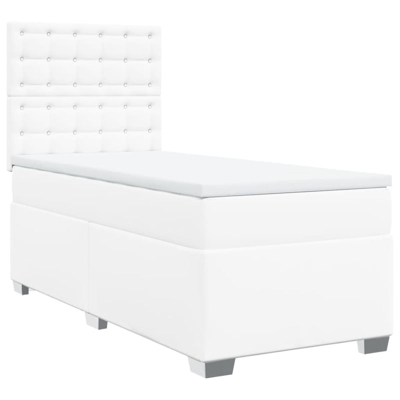 vidaXL fehér műbőr rugós ágy matraccal 80 x 200 cm