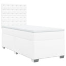 vidaXL fehér műbőr rugós ágy matraccal 90 x 200 cm