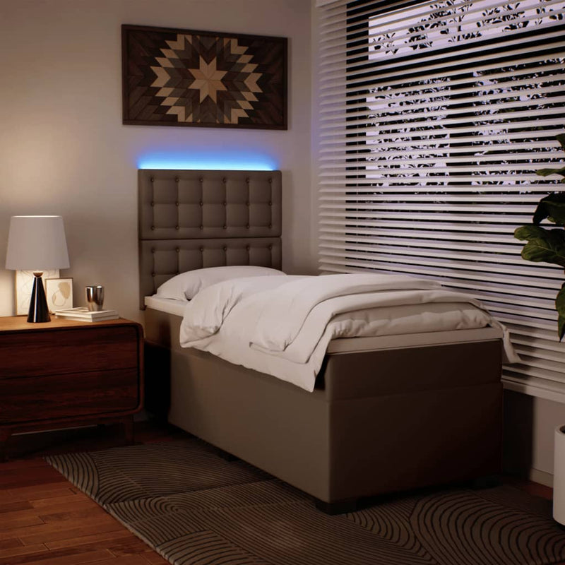 vidaXL cappuccino színű műbőr rugós ágy matraccal 90 x 200 cm