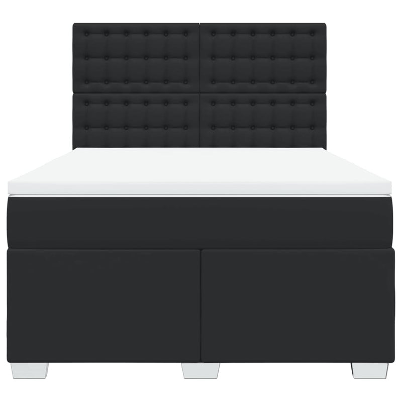 vidaXL fekete műbőr rugós ágy matraccal 140 x 190 cm