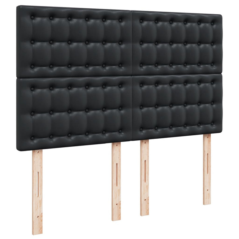 vidaXL fekete műbőr rugós ágy matraccal 140 x 190 cm