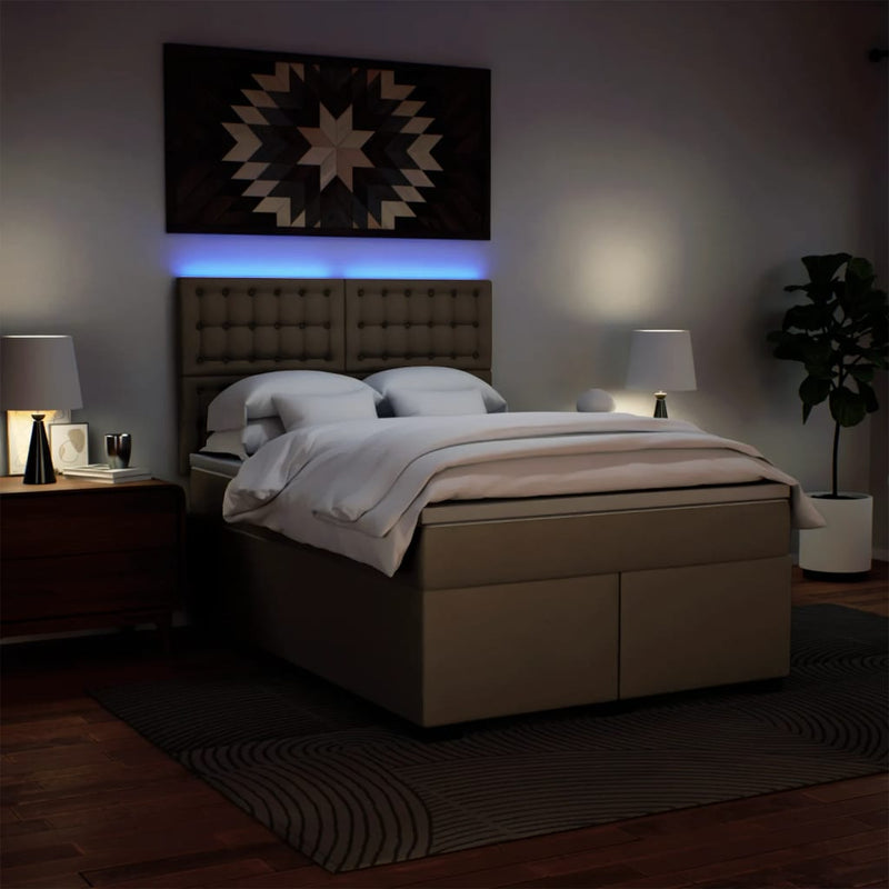 vidaXL cappuccino színű műbőr rugós ágy matraccal 160 x 200 cm