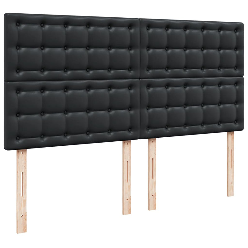 vidaXL fekete műbőr rugós ágy matraccal 180 x 200 cm