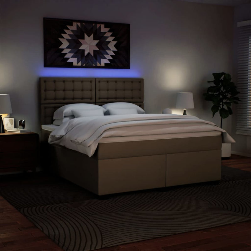 vidaXL cappuccino színű műbőr rugós ágy matraccal 180 x 200 cm