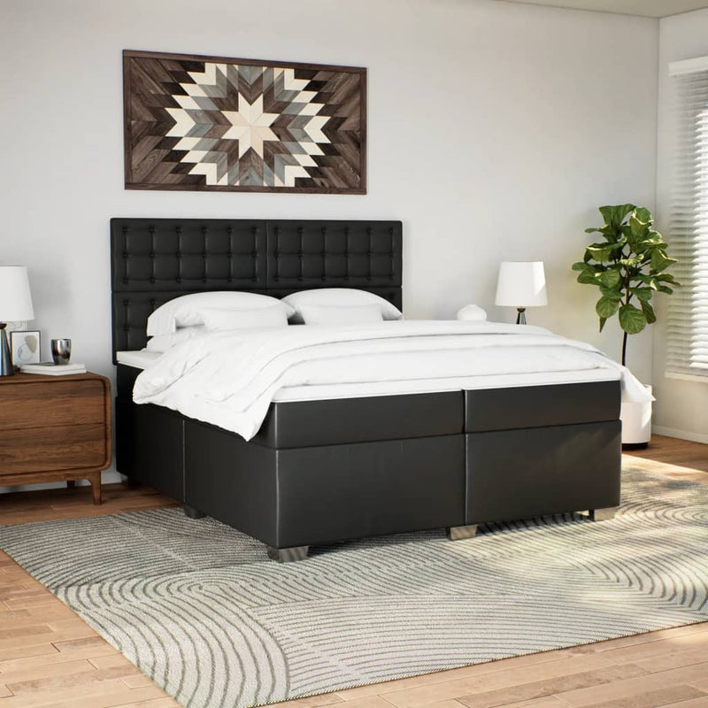 vidaXL fehér műbőr rugós ágy matraccal 200 x 200 cm