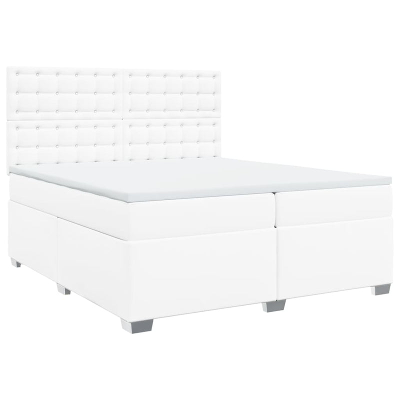 vidaXL fehér műbőr rugós ágy matraccal 200 x 200 cm