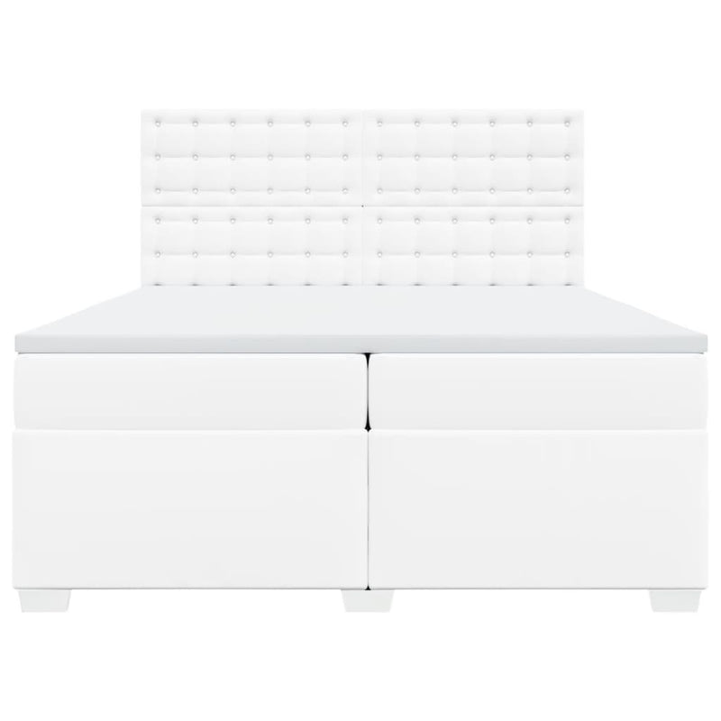 vidaXL fehér műbőr rugós ágy matraccal 200 x 200 cm
