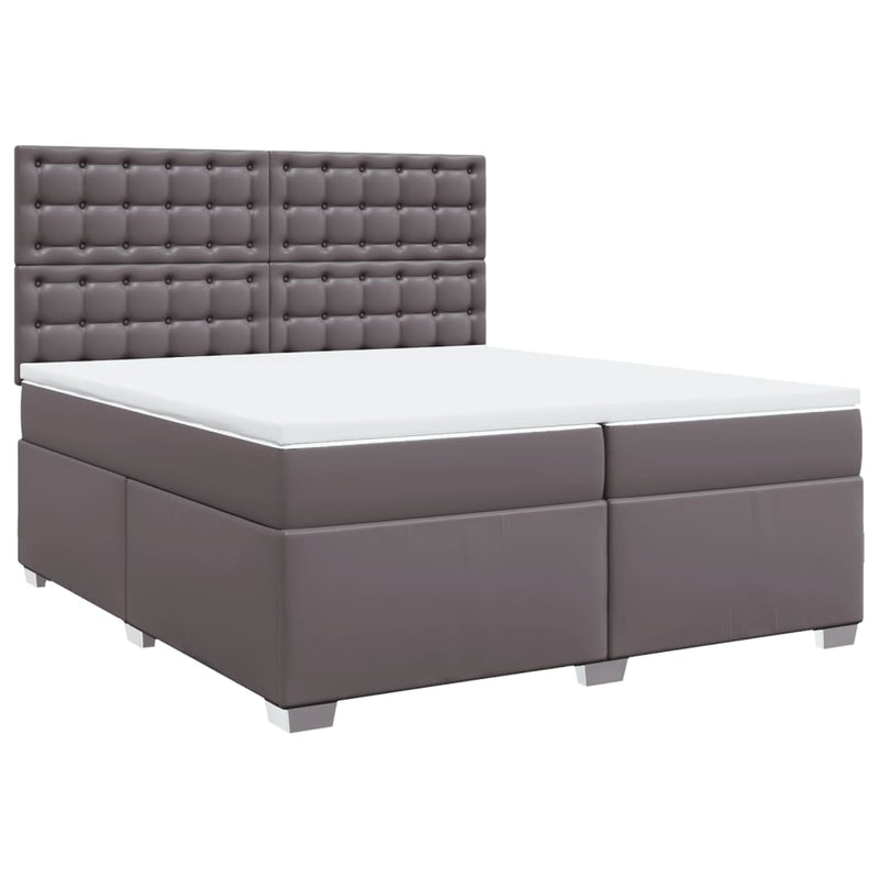 vidaXL szürke műbőr rugós ágy matraccal 200 x 200 cm