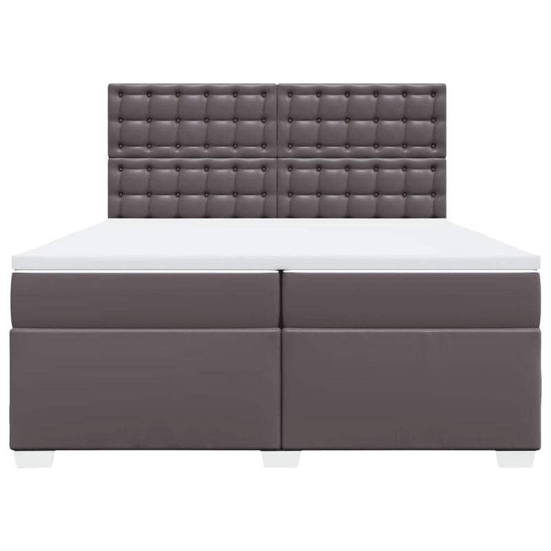 vidaXL szürke műbőr rugós ágy matraccal 200 x 200 cm