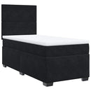 vidaXL fekete bársony rugós ágy matraccal 80 x 200 cm