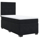vidaXL fekete bársony rugós ágy matraccal 80 x 200 cm