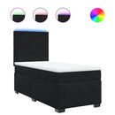vidaXL fekete bársony rugós ágy matraccal 90x190 cm