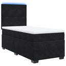vidaXL fekete bársony rugós ágy matraccal 90x190 cm