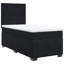 vidaXL fekete bársony rugós ágy matraccal 90x190 cm
