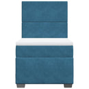 vidaXL kék bársony rugós ágy matraccal 90 x 190 cm