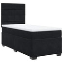 vidaXL fekete bársony rugós ágy matraccal 90x190 cm