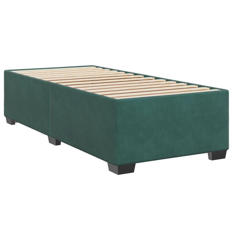 vidaXL sötétzöld bársony rugós ágy matraccal 90 x 200 cm