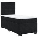 vidaXL fekete bársony rugós ágy matraccal 90 x 200 cm