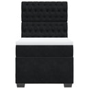 vidaXL fekete bársony rugós ágy matraccal 90 x 200 cm