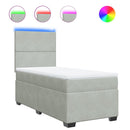 vidaXL világosszürke bársony rugós ágy matraccal 100 x 200 cm
