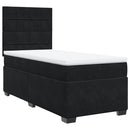 vidaXL fekete bársony rugós ágy matraccal 100 x 200 cm