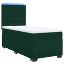 vidaXL sötétzöld bársony rugós ágy matraccal 100 x 200 cm