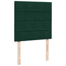vidaXL sötétzöld bársony rugós ágy matraccal 100 x 200 cm