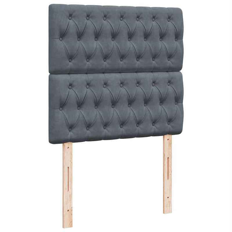 vidaXL sötétszürke bársony rugós ágy matraccal 100 x 200 cm