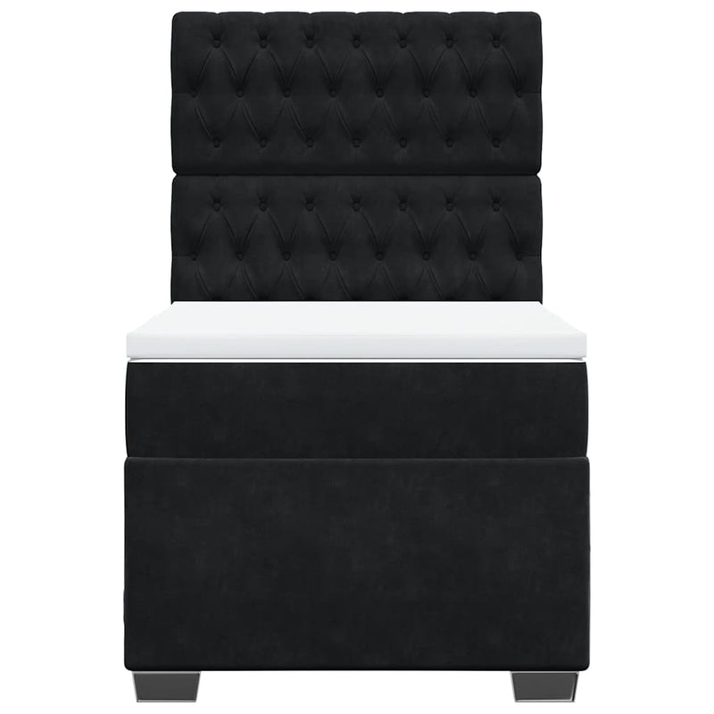 vidaXL fekete bársony rugós ágy matraccal 100 x 200 cm