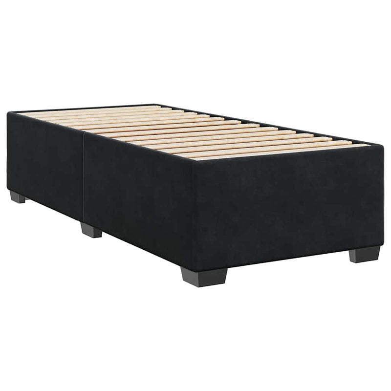 vidaXL fekete bársony rugós ágy matraccal 100 x 200 cm