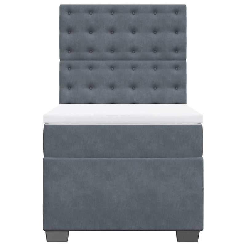 vidaXL sötétszürke bársony rugós ágy matraccal 100 x 200 cm