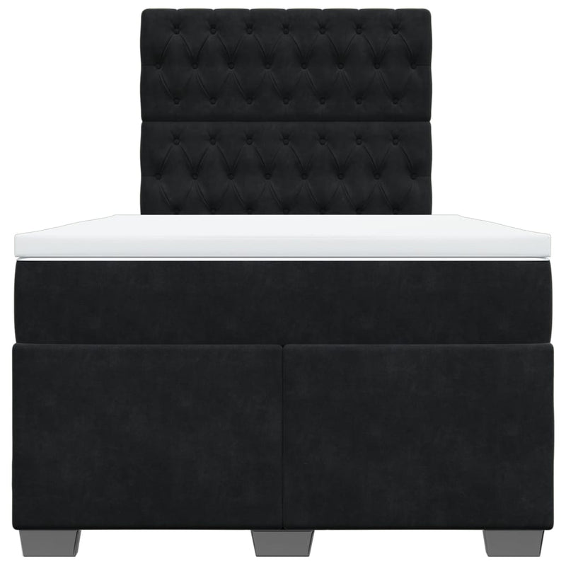 vidaXL fekete bársony rugós ágy matraccal 120x190 cm