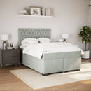 vidaXL világosszürke bársony rugós ágy matraccal 140x190 cm