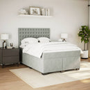 vidaXL világosszürke bársony rugós ágy matraccal 140x190 cm