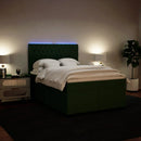 vidaXL sötétzöld bársony rugós ágy matraccal 140x200 cm