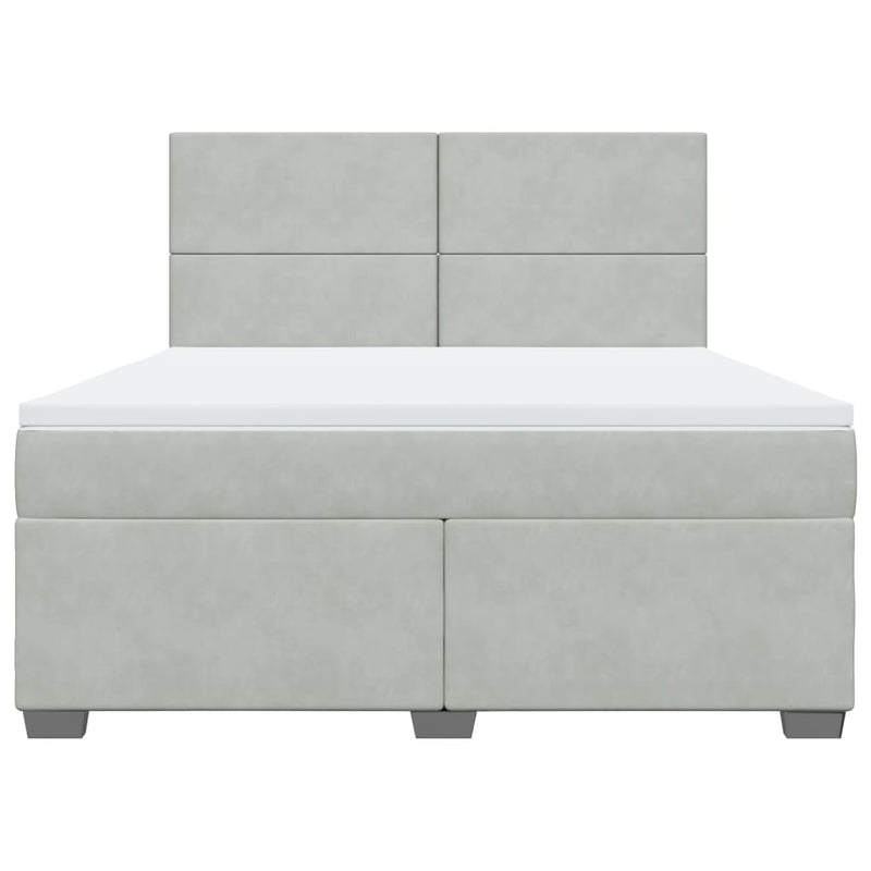 vidaXL világosszürke bársony rugós ágy matraccal 180x200 cm