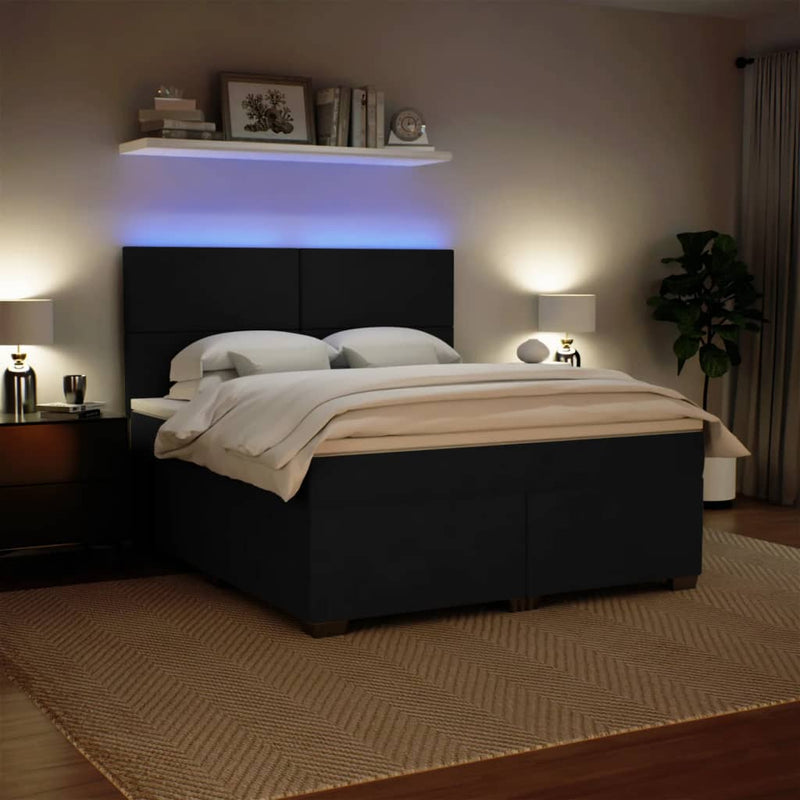 vidaXL fekete bársony rugós ágy matraccal 180x200 cm