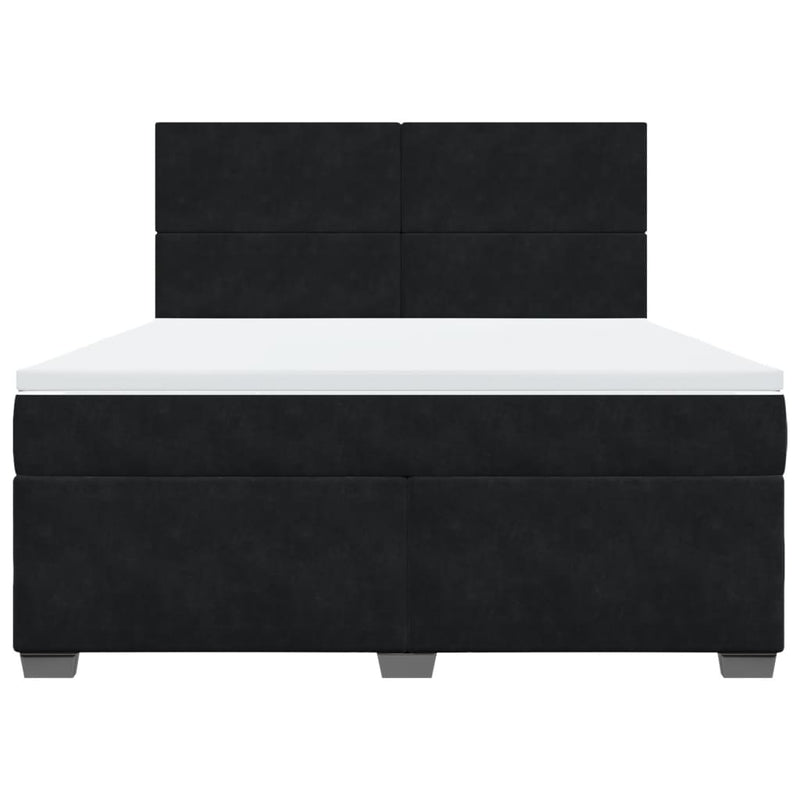 vidaXL fekete bársony rugós ágy matraccal 180x200 cm