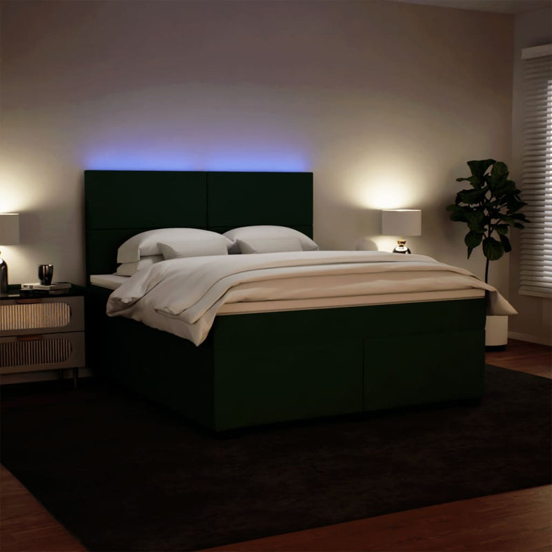 vidaXL sötétzöld bársony rugós ágy matraccal 180x200 cm