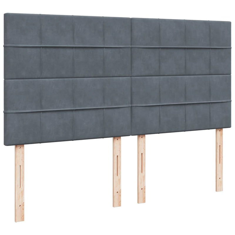 vidaXL sötétszürke bársony rugós ágy matraccal 180x200 cm