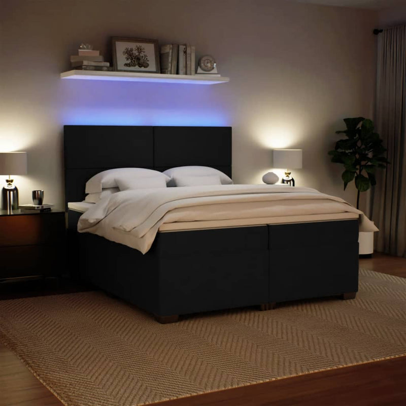 vidaXL fekete bársony rugós ágy matraccal 200x200 cm