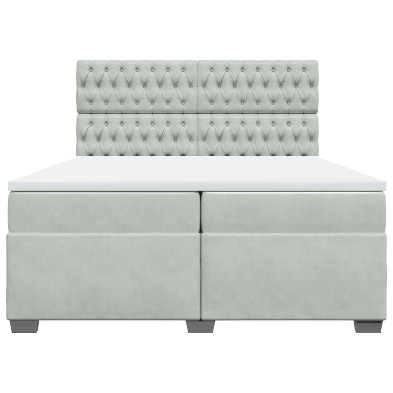 vidaXL világosszürke bársony rugós ágy matraccal 200x200 cm